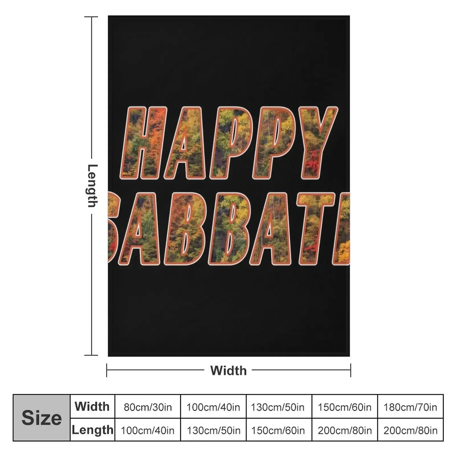 New Happy Sabbath Autumn Text Art - Black - Adventist Sabbath Greeting Throw Blanket Sleeping Bag Hair Decorative Beds Blankets