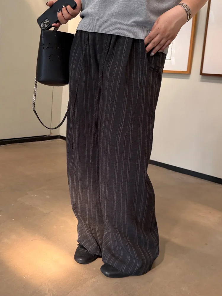 

Брюки-палаццо с высокой талией, свободного кроя, стройнящие, скрывающие недостатки фигуры, модель «карандаш», большие размеры, повседневный стиль, весенняя коллекция XiaoXin