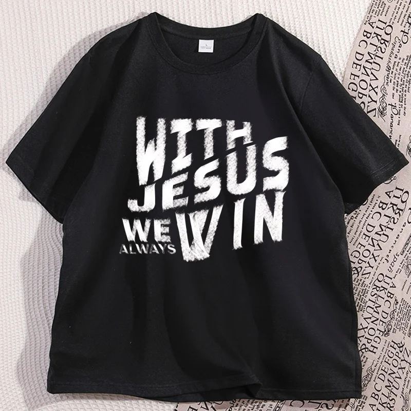 

Jesus T Shirt Casual Cotton Short Sleeve Streetwear God Tee Shirt Christian Faith T-Shirt Loose Printed Short Sleeve Tshirt