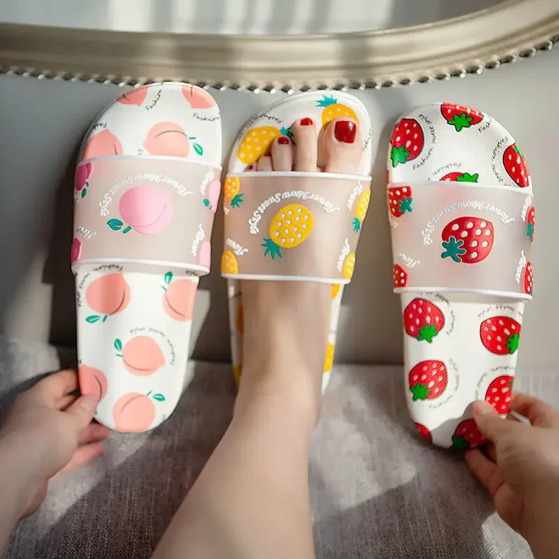 Open Toe Clear House Bathroom Home Flat Cute Shoes Slides Indoor Women\'s Slippers and Ladies Sandals Junior Kawaii Bedroom 39 F