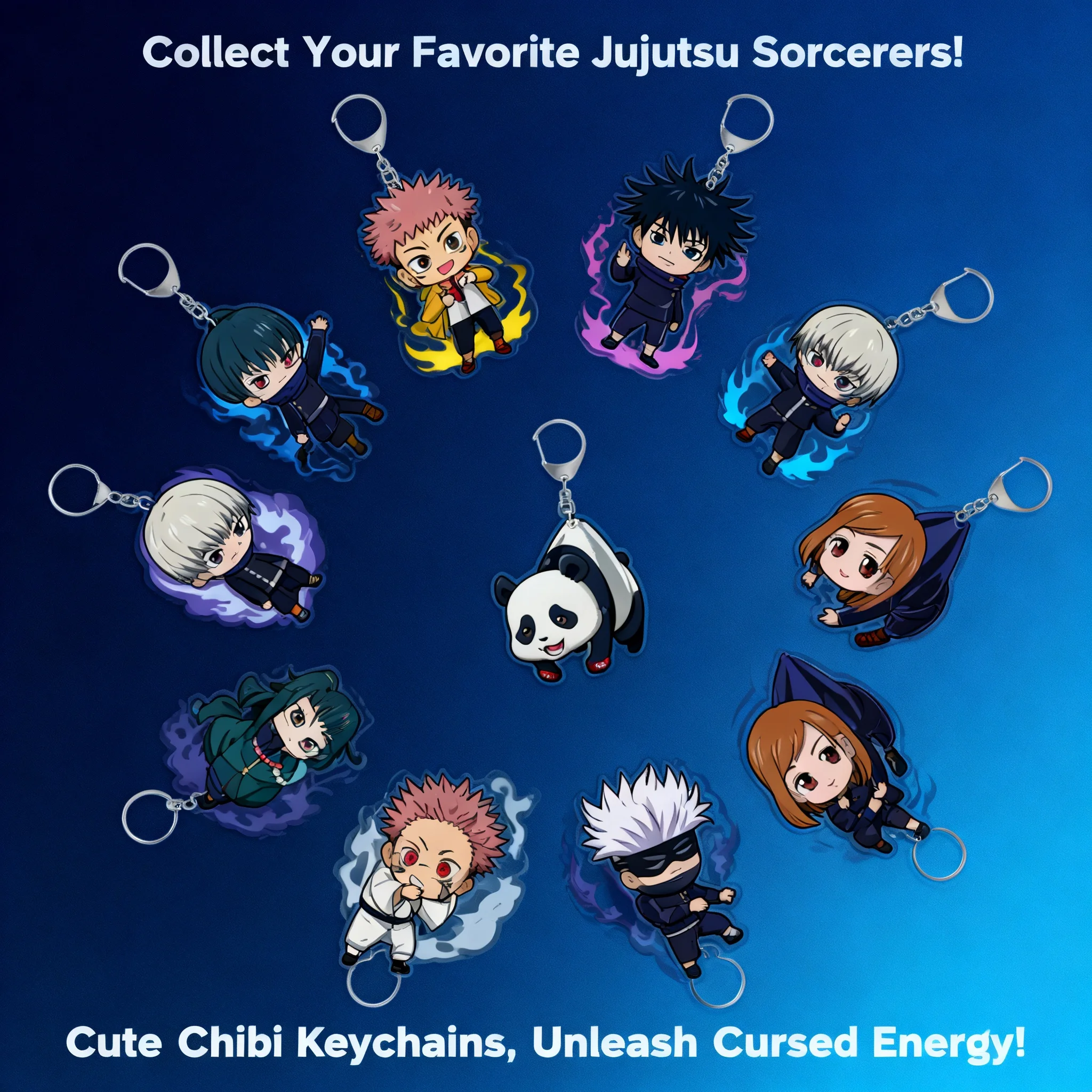 

Anime Wholesale Jujutsu Kaisen Anime Merchandise Fan Art Q Version Double Sided Transparent Acrylic Pendant Keychain Accessories