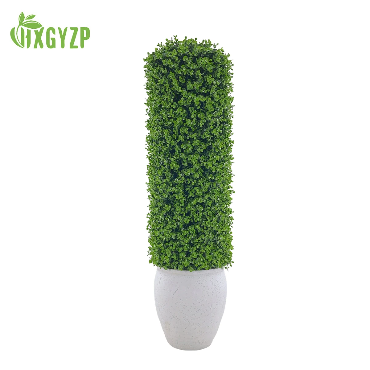 

HXGYZP Large Cylindrical Artificial Plants Boxwood Topiary Bonsai Green Leaves Cement Flowerpot Home Decor Outdoor Porch Garden