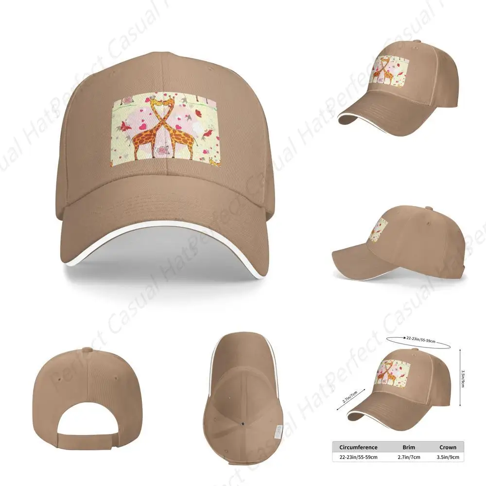 

High Quality Giraffe Heart Flower Butterfly Printing Caps Peaked Caps Trucker Hat Men Women Outdoor Sport Travel Sun Visor