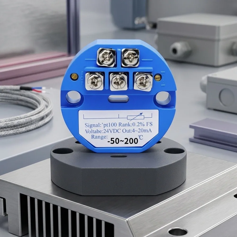 Industrial Temp Monitor PT100 Temperature Transmitter Blue Precise Temperature Measurement Wide Measurement Range