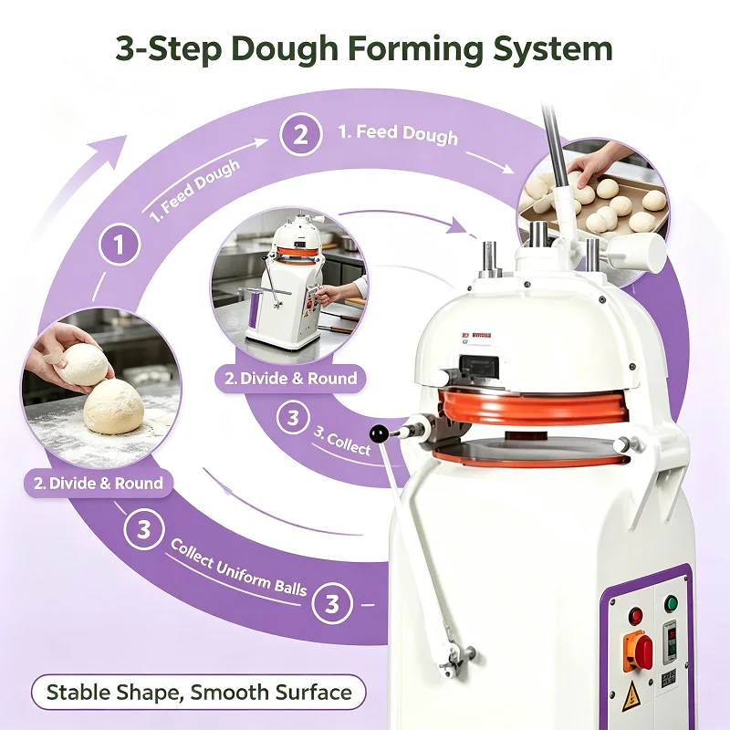 Automatic Dough Divider Rounder Multi-function Dough Shaping Machine Bakery Equipment for Pizza Hamburger Bun Dough Processing