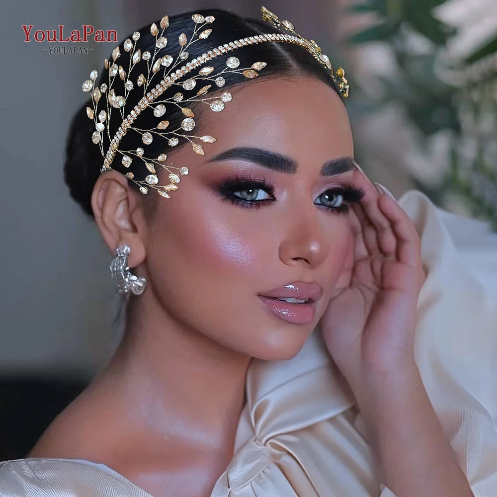 

YouLaPan Wedding Rhinestone Hair Hoop Bride Bridesmaid Headband Women Tiara Hair Accessories Banquet Party Headdress HP534