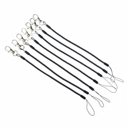 2PCS/LOT Fashion Black Plastic Elastic Alloy Keychain Ring for Fishing Coil Stretch Lanyard Spring Coil Lobster Clip Keychain