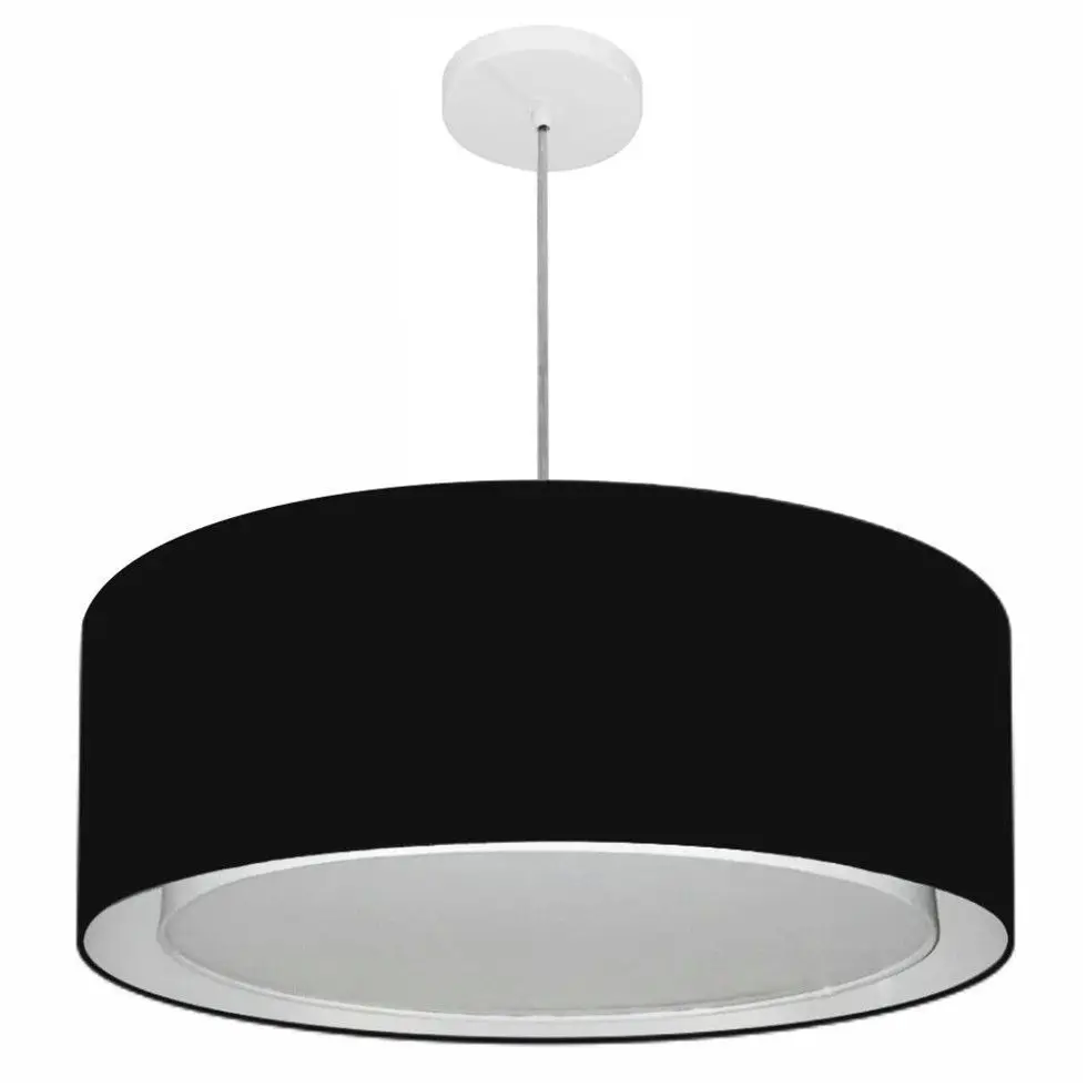 Md-4297 Double Cylinder Pendant Chandelier Dome Fabric 60x25cm Black-Bivolt