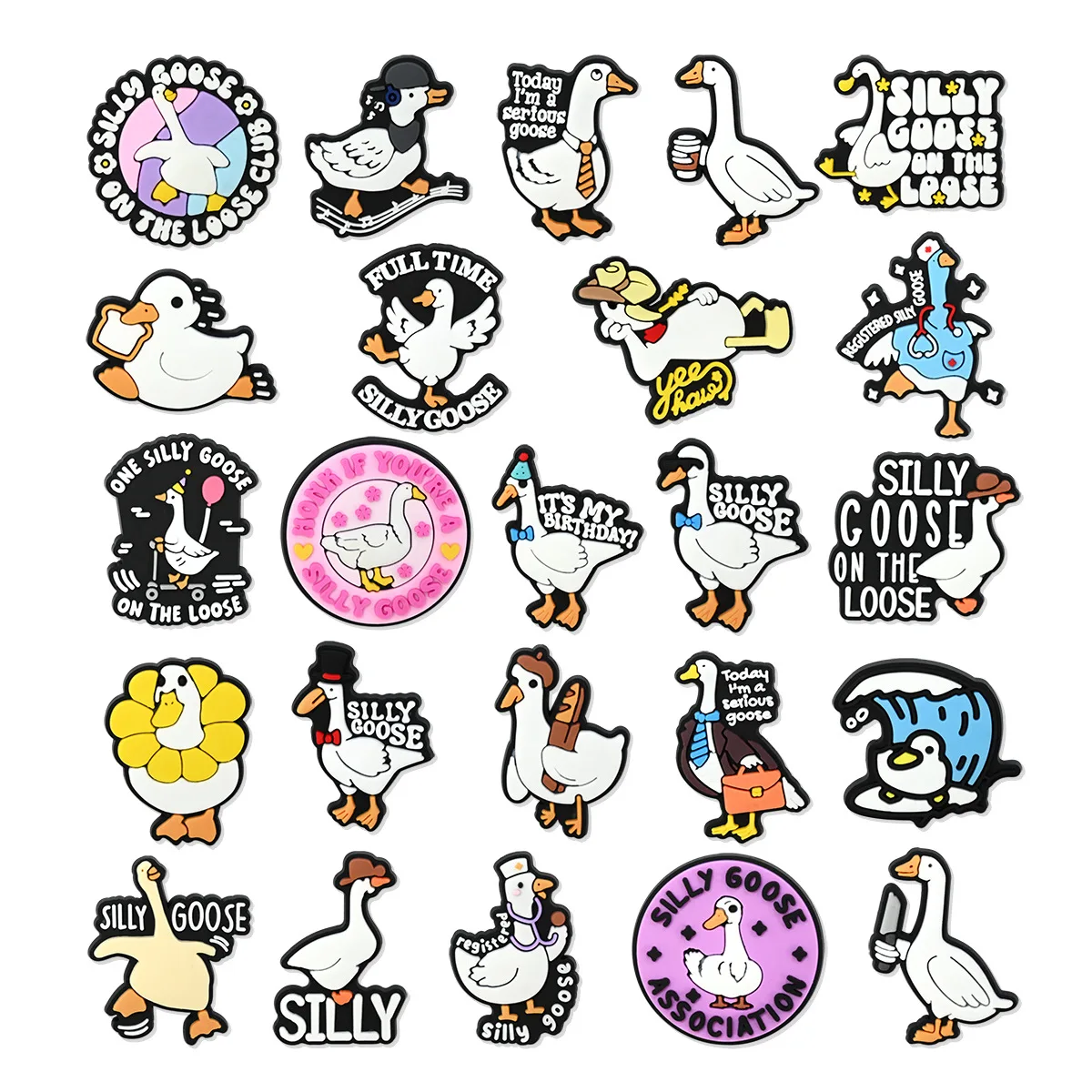 2/10/24pcs lot lovely goose shoe buckle charms accessories decorations for sandals sneaker clog wristbands bracelets kids gift