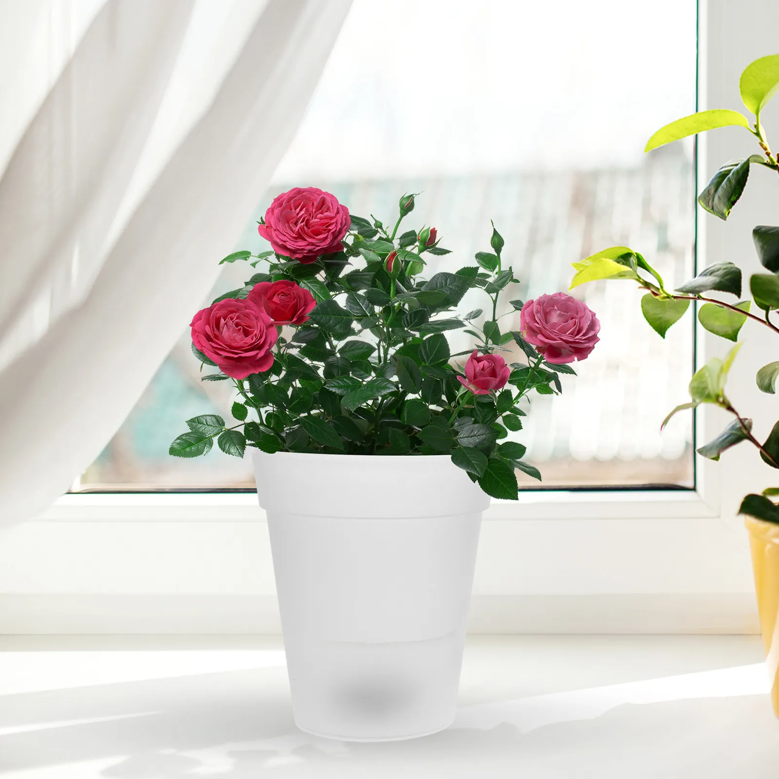 Maceta con Luz Solar, Lámpara Decorativa para Exteriores, Material Premium, Maceta Luminosa para Balcón, Jardín, Patio, Navidad, Día de la Madre