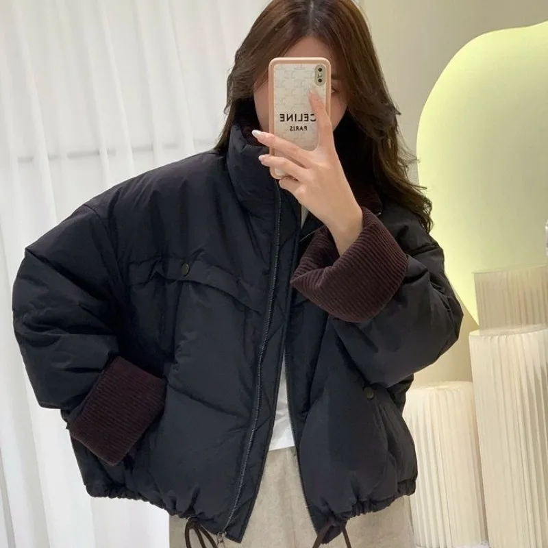 女性用 冬 トップス ジャケット コットン コート スタンドカラー カラフル 暖かい 厚みのある ヴィンテージ シンプル レジャー デザイン ニッチ 多用途