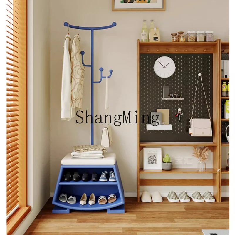 

SM entrance shoe change stool coat rack integrated entrance door seated shoe change stool rack