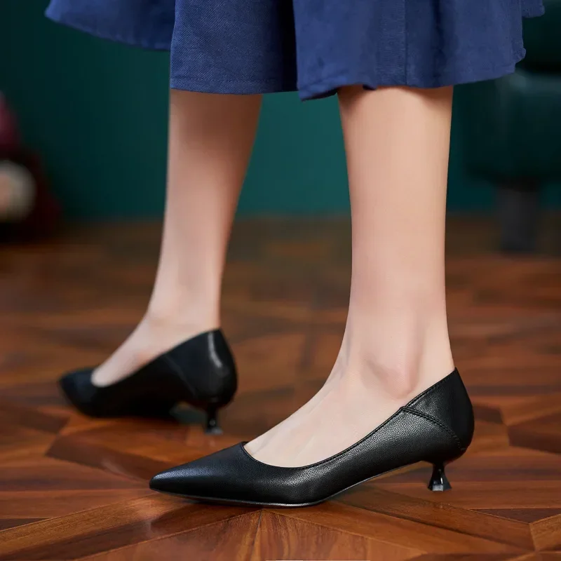 Size 31-43 High Heels Work Shoes Point Toe Nude Heels 3cm Work Low Heel Shoes Women Stiletto Pumps Ladies
