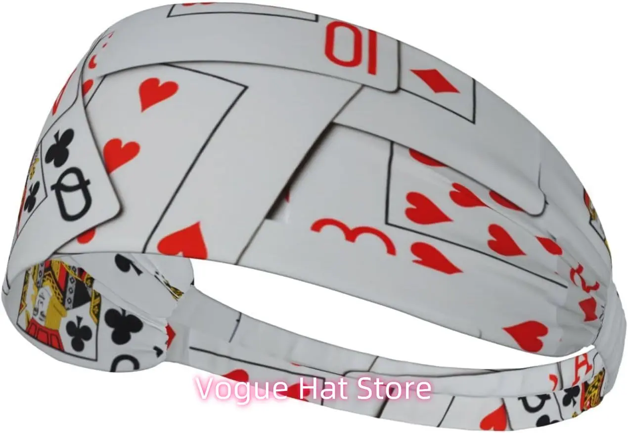 

Deck of Scattered Playing Cards Workout Headbands for Women, Sweatbands for Men, Elastic Exercise Headband for Fitness Running Y