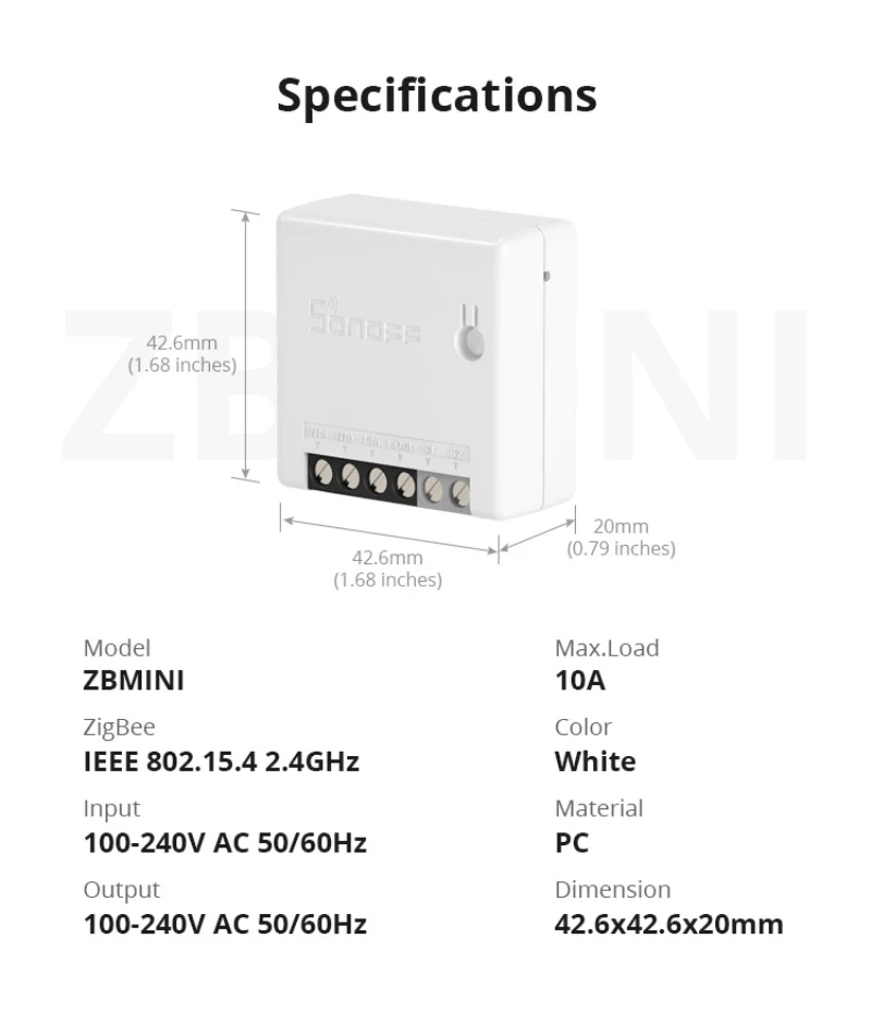 1/50Pcs SONOFF ZBMINI Zigbee 3.0 Mini Smart Switch DIY 2 Way Module EWelink Remote Control Work with ZBBridge Aelxa Google Home