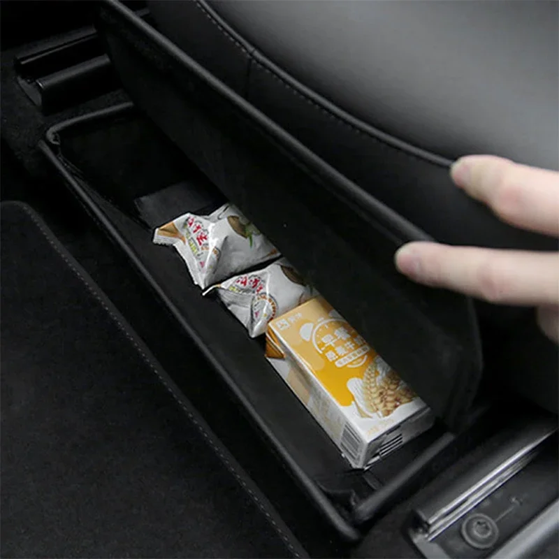 For Tesla Model Y  Car Front Seat Storage Box Car Black Folding Leather Organizer Automobiles Durable Auto Interior Accessories