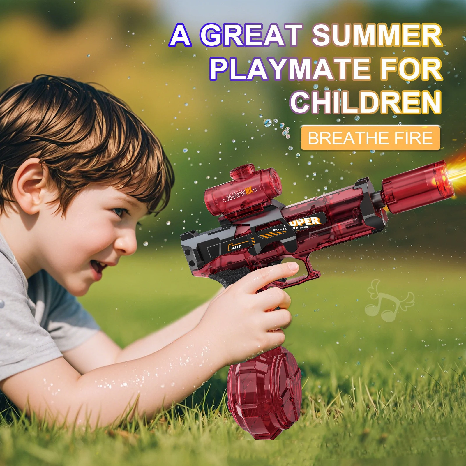 Pistolet à eau électrique de tir et de recul simulé, jouets pour enfants, capteur automatique, lumières, pistolet à eau, jouet de plage en plein air d'été pour enfants