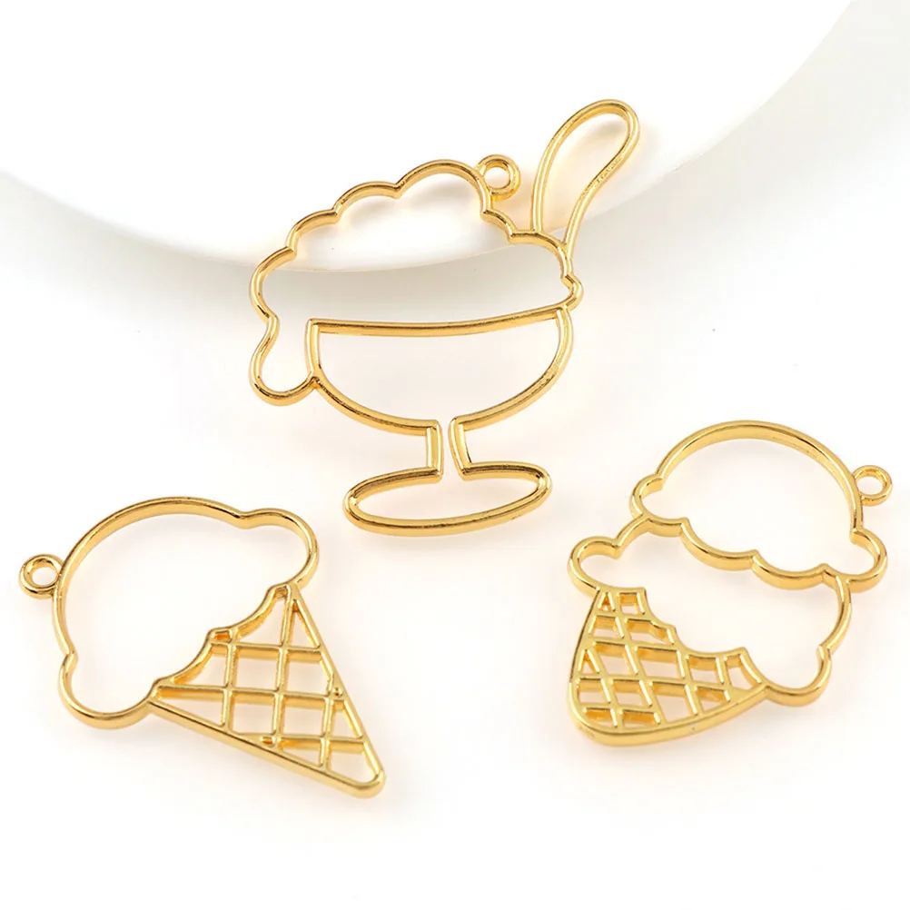 

9pcs Alloy Diy Pendant Charms Mixed Ice Cream Shape Uv Adhesive Jewelry Making Accessories Golden White Gold Each