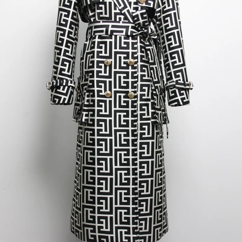HKSH Frühling Herbst Neue Frauen Lange Trenchcoat Jacquard Zweireiher Gürtel Elegante Büro Dame High-end-Windjacke Ins HK13135