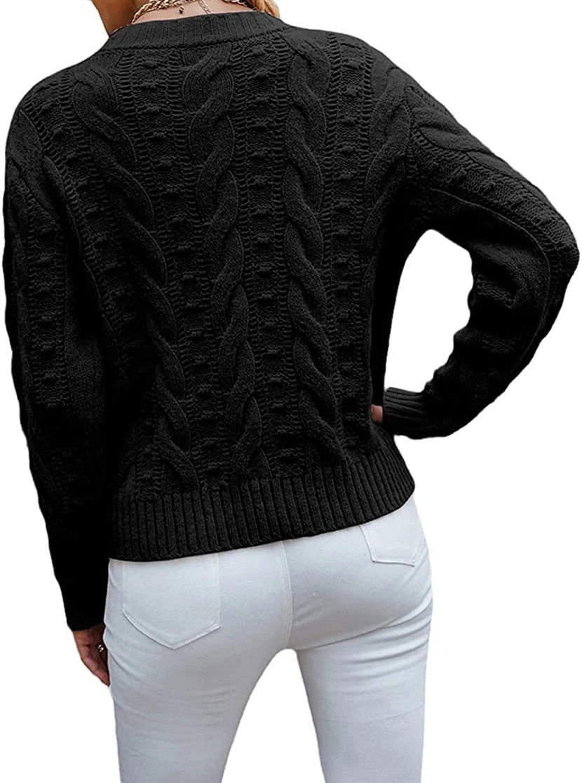 Sweater for Women Autumn and Winter New Fashion Solid Color Pullover Long Sleeve Twist Knit Top