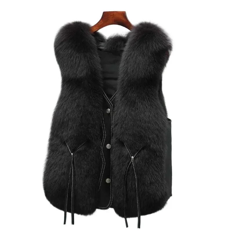 2024 autumn winter women Fur coat Vest New High-end Vest Coat