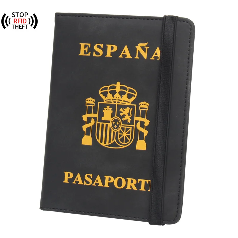 Spain Passport Covers Rfid Quality Case for Passports Travel Wallet Credit Sim Cards Holder Customizable Name on The Cover