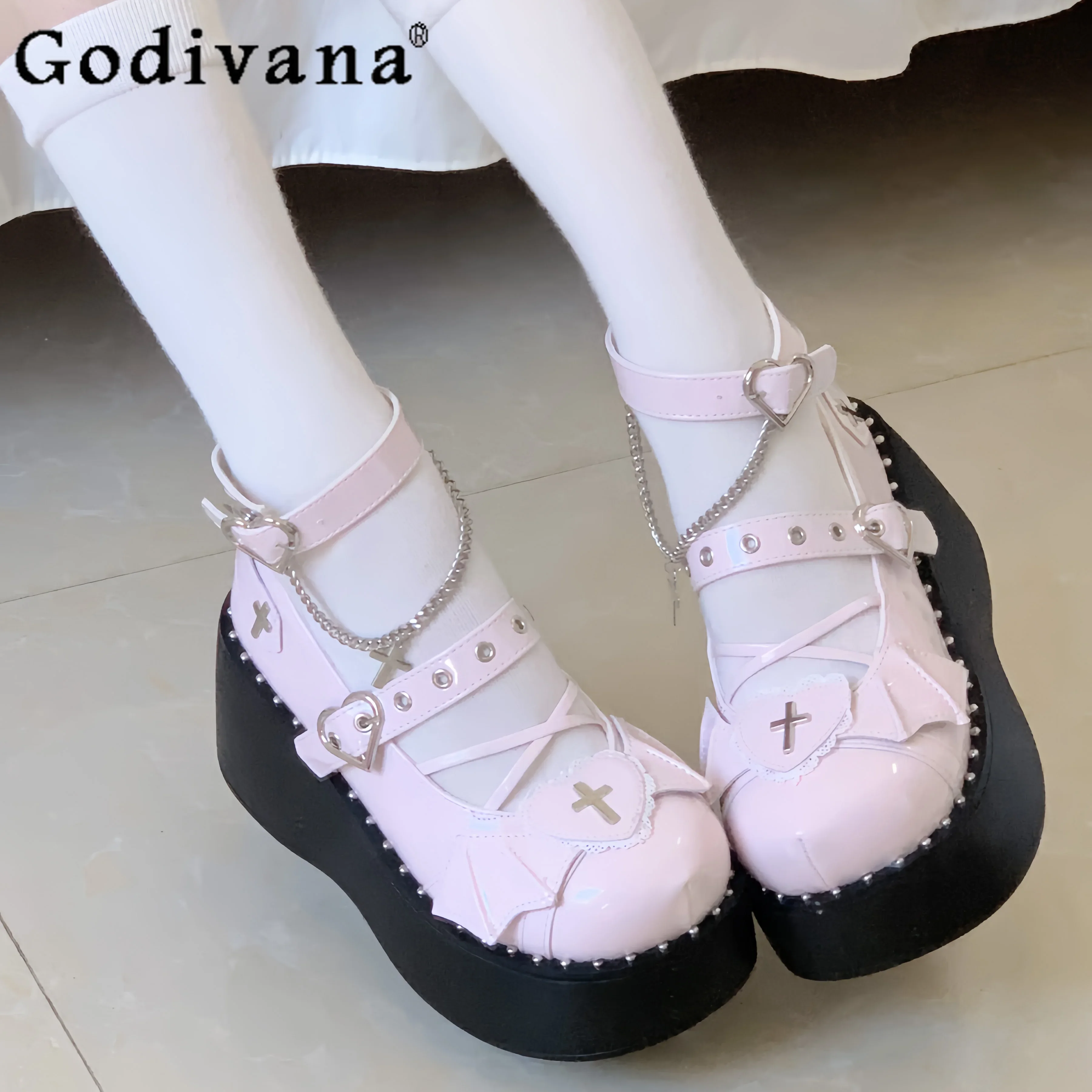 

Princess Lolita Shoes Y2k Subculture Punk Babes Platform White Shoes Kawaii High Heels Women