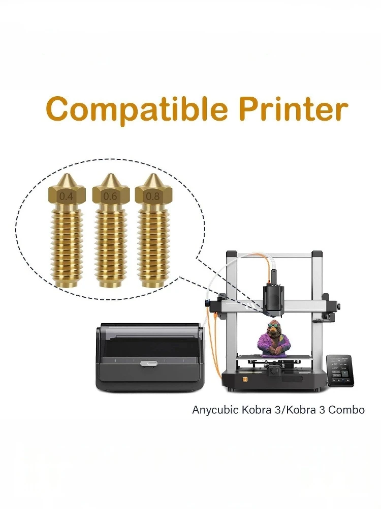 Для сопла Anycubic Kobra 3, латунные сопла для 3D-принтеров из закаленной стали 0,4 мм 0,8 мм 1 мм