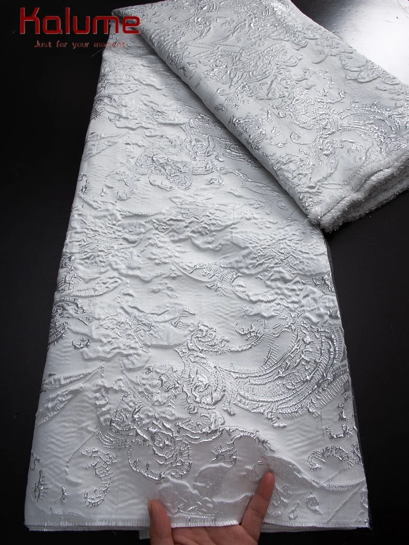 Kalume 2025 Tulle Gilding Jacquard Fabric African Jacquard Lace Fabric High Quality For Sew Party Wedding Dress 5Yards F4329