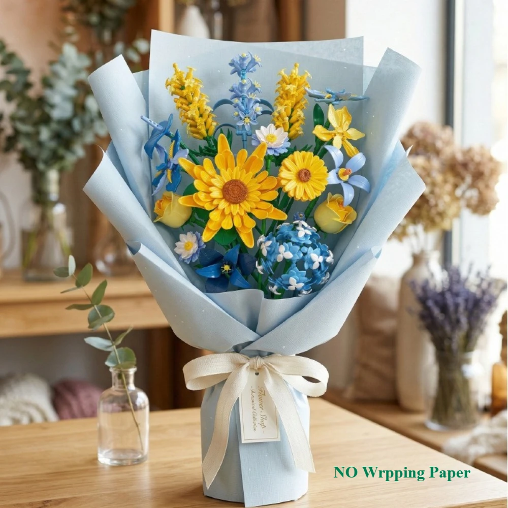 set-di-blocchi-da-costruzione-moc-bouquet-di-fiori-selvatici-estivi-rose-gialle-e-girasoli-decorazione-per-la-casa-giocattoli-vegetali-per-adulti-regali-di-compleanno-e-festivita