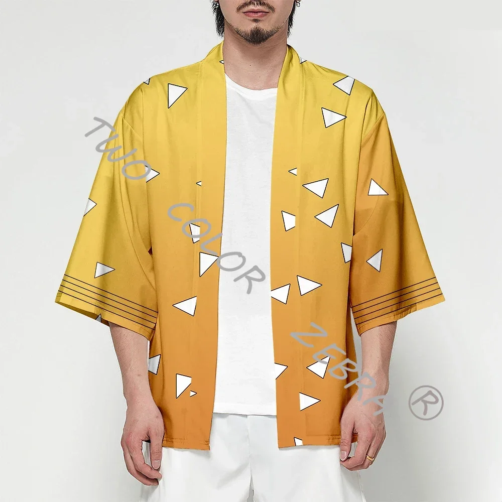 Kimono de Cosplay de Kimetsu No Yaiba, Tanjirou, Nezuko, Haori, Yukata, capa, ropa de calle informal de Anime, Top de verano