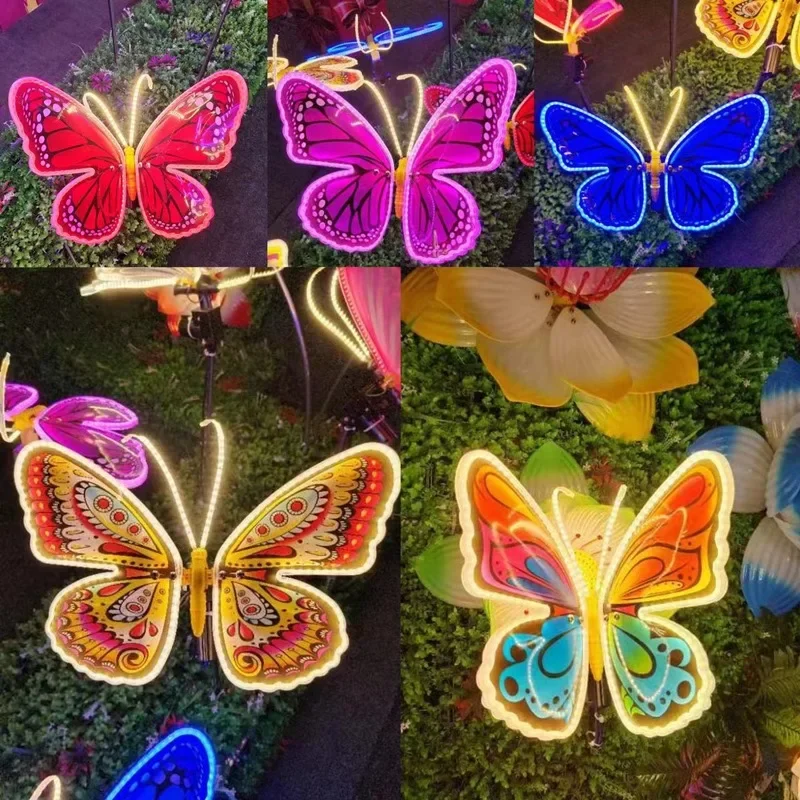 Butterflies Decoration Colorful 40cm Simulated Dynamic Insect Led Lights