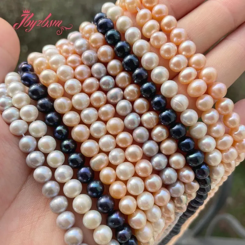 6-6.5mm Natural Cultured Freshwater Pearl Nearround Beads Loose Natural Stone Beads For DIY Necklace Bracelat Jewelry Making 15\