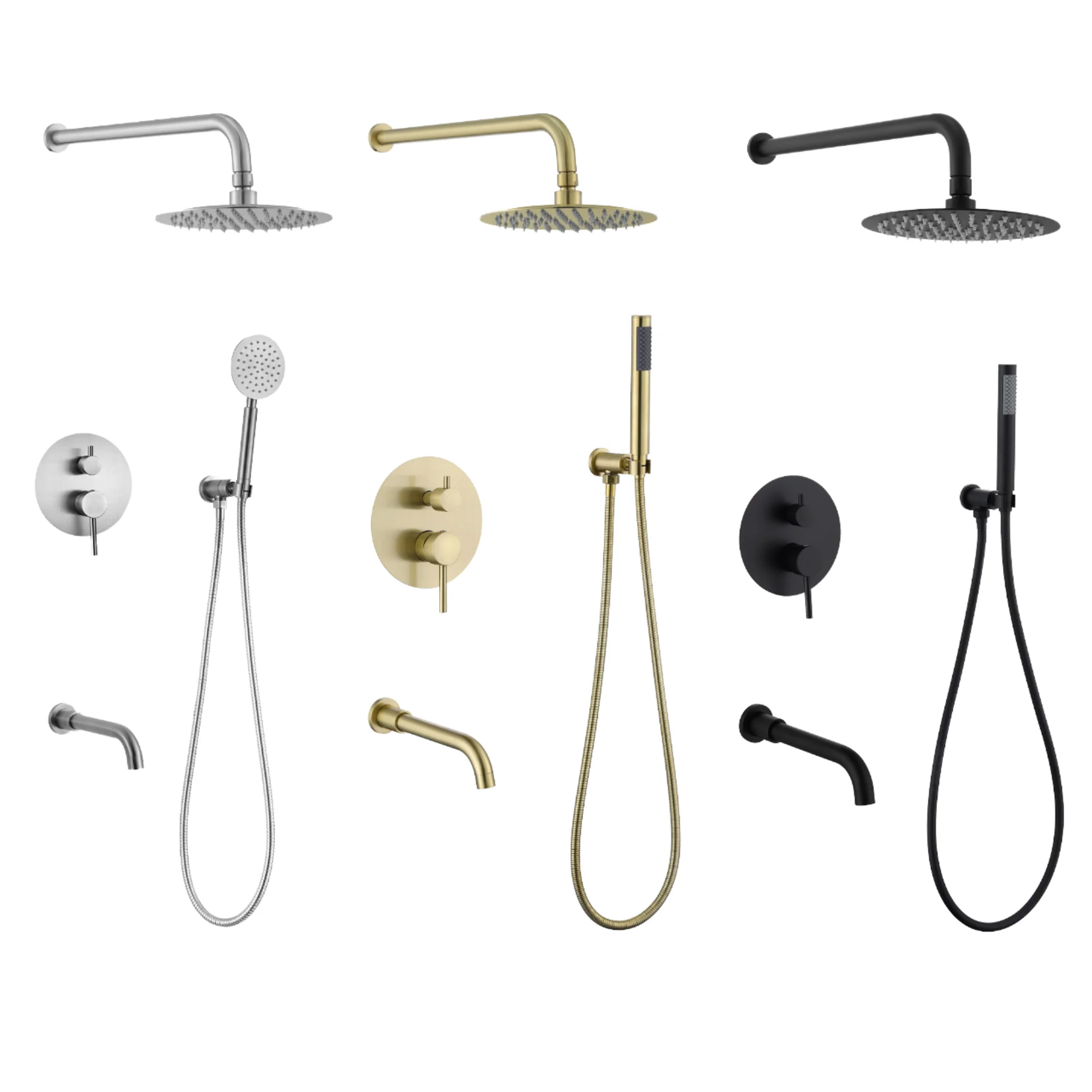 

Chrome Plated Single-Handle Rainfall Shower Set Wall-Mounted Thermostatic Brass Faucets Polished Concealed Pause Soft Bath