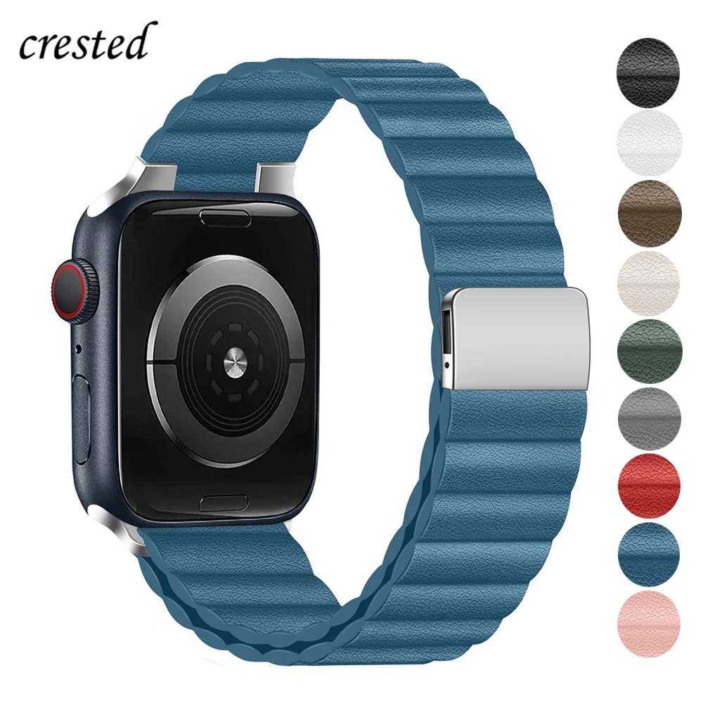 Magnetic Band For Apple watch strap 44mm 40mm 45mm 41mm iwatch band 3 5 4 6 SE leather Bracelet correa apple watch series 7 band