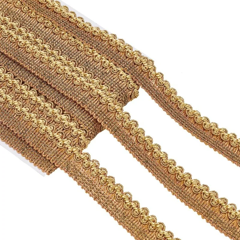 13 Yards Polyester Braided Ribbons Gimp Braid Trim 1-3/8 inch Wide Goldenrod Polyester Woven Decorative Gimp Upholstery Trim