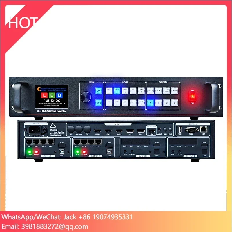 Novo controlador de exibição led dois em um ex1000 semelhante nova vx600 vx1000 oito saídas rj45 aluguel processador de parede de vídeo led