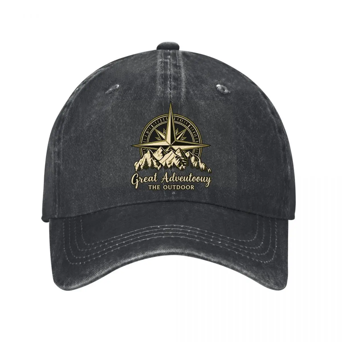 Great Adventurer The Outdoor Compass Rose Mountain Wilderness Design Washed Baseball Cap Hip Hop Sun Hats