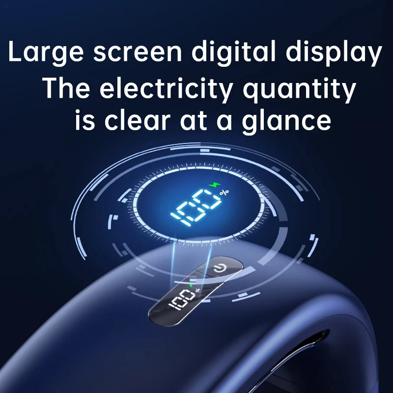 Xiaomi Portable Neck Fan 10000mAh Mini Bladeless Silent Neckband Fan USB Rechargeable LED Digital Display 5th Gear Air Cooler