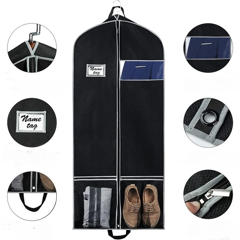 2pcs Non-woven Dust Cover Garment Bag Modern Simple Hanging Foldable Clothes Protector for Coat Wardrobe Storage Organizer