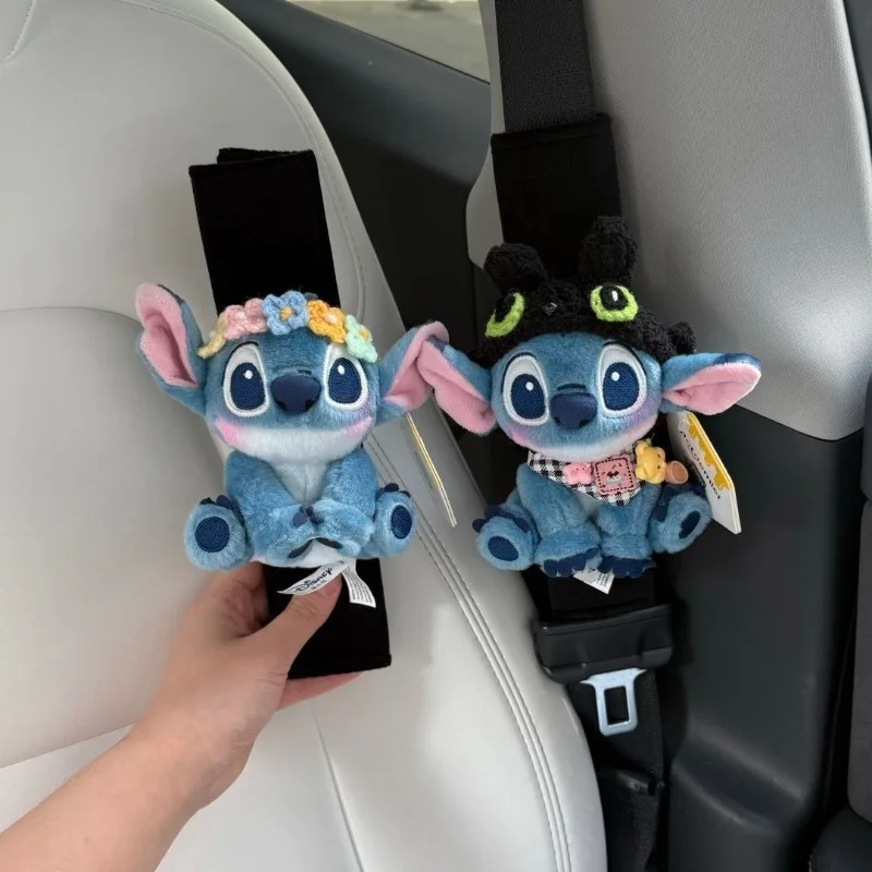 Funda protectora para cinturón de seguridad de coche de Lilo & Stitch, estampado de dibujos animados de Disney, decoración de cinturón de seguridad con diseño de muñeca Kawaii, accesorios de juguete, regalos