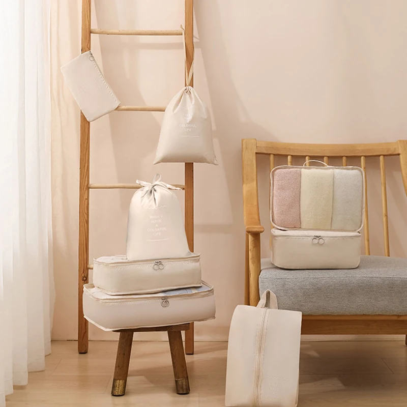 مجموعة مكونة من 8 قطع من حقائب تخزين الأمتعة القابلة للطي والسفر، منظم ملابس السفر، مكعبات التعبئة، حقيبة تنظيم فرز الملابس المحمولة #6