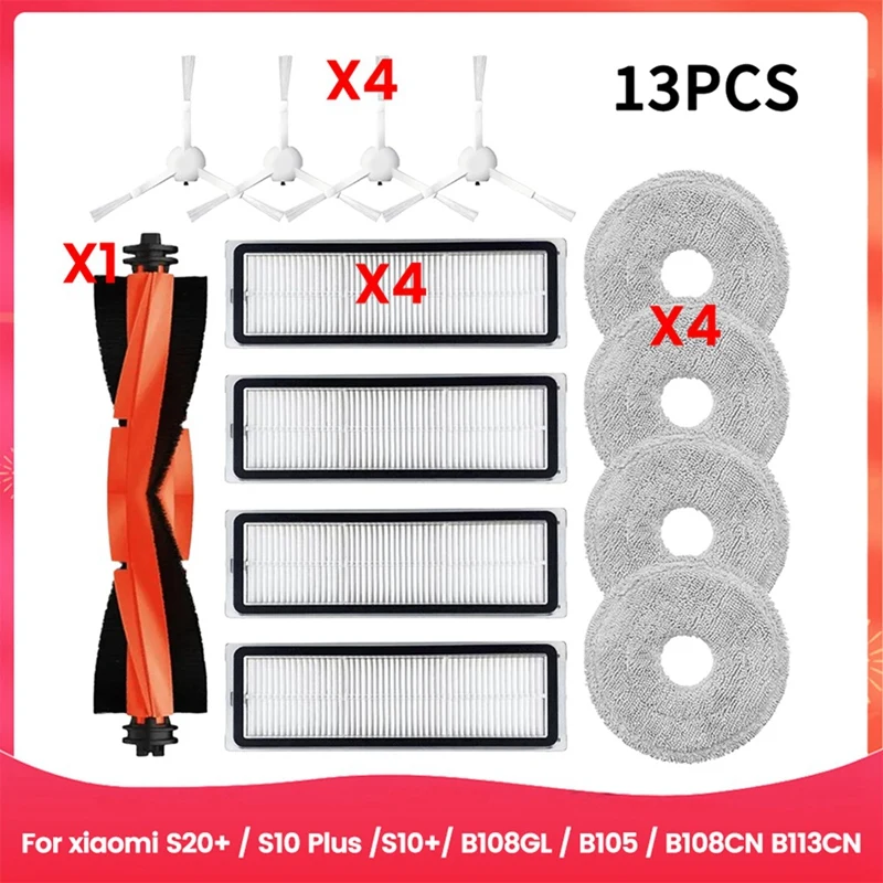 ABPQ-For Xiaomi Robot Vacuum S20+ / S10 Plus /S10+/ B108GL / B105 / B108CN B113CN Main Side Brush Hepa Filter Parts