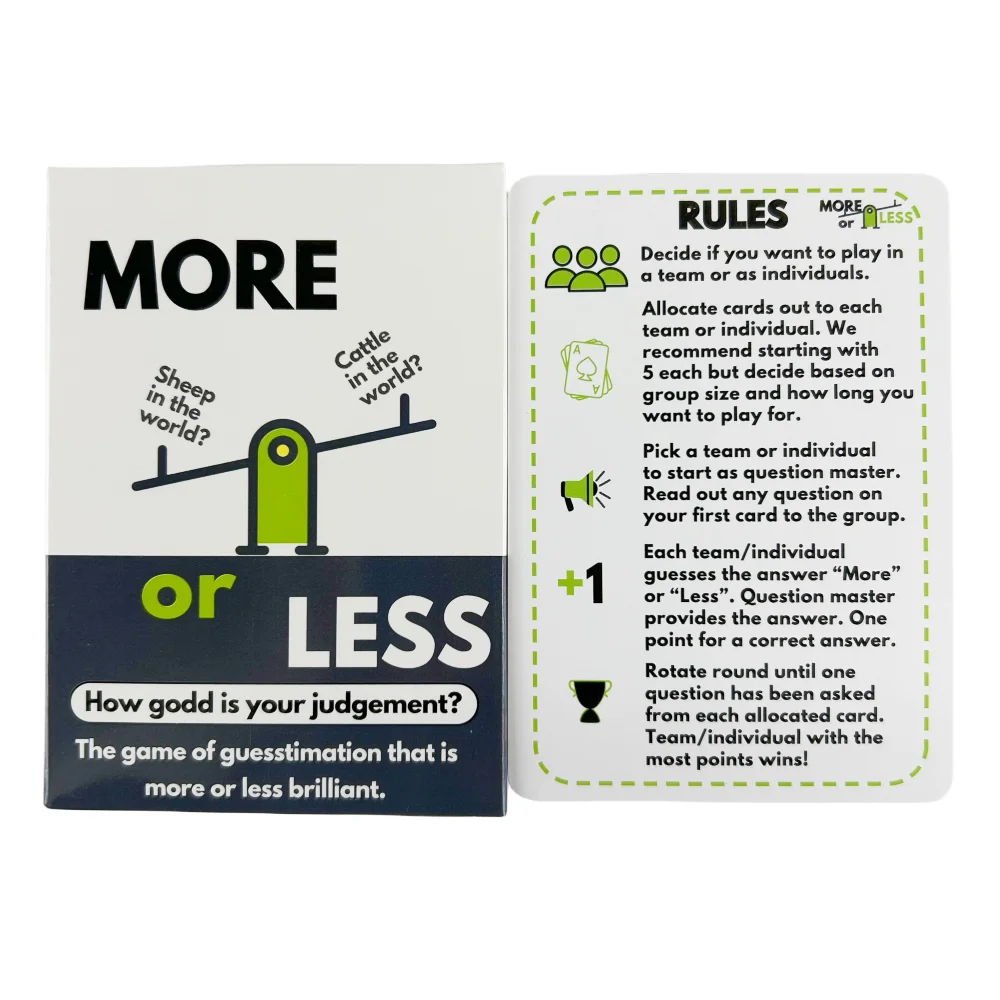 More or Less Card Game How Good Is Your Judgement First Edition Educational Deck