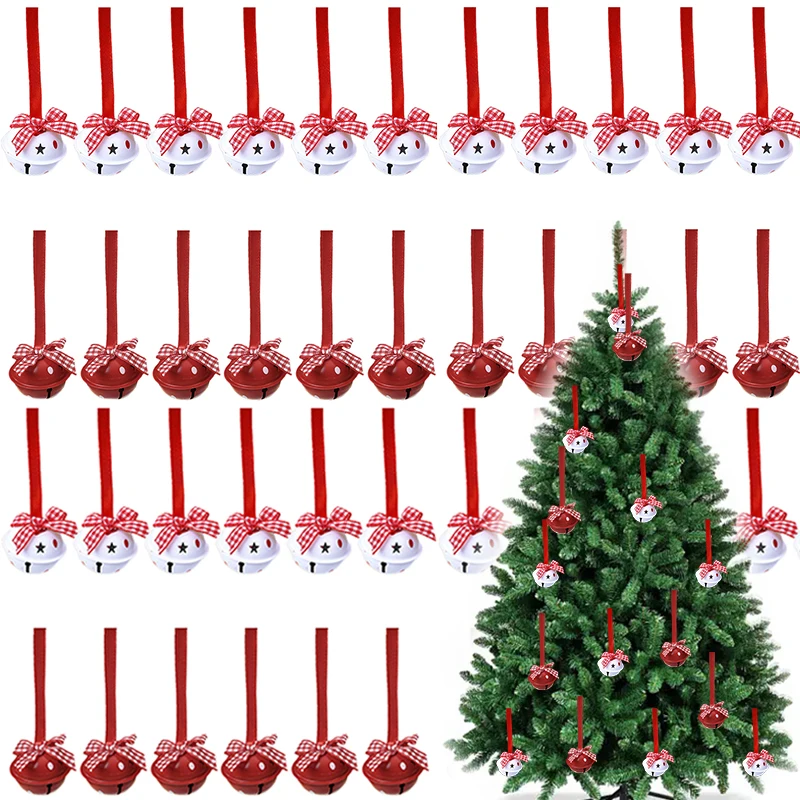 

12pcs Christmas Snowflake Jingle Bell Metal Bell Ornament Christmas Tree Hanging Pendant Xmas Party Decor New Year Navidad gifts