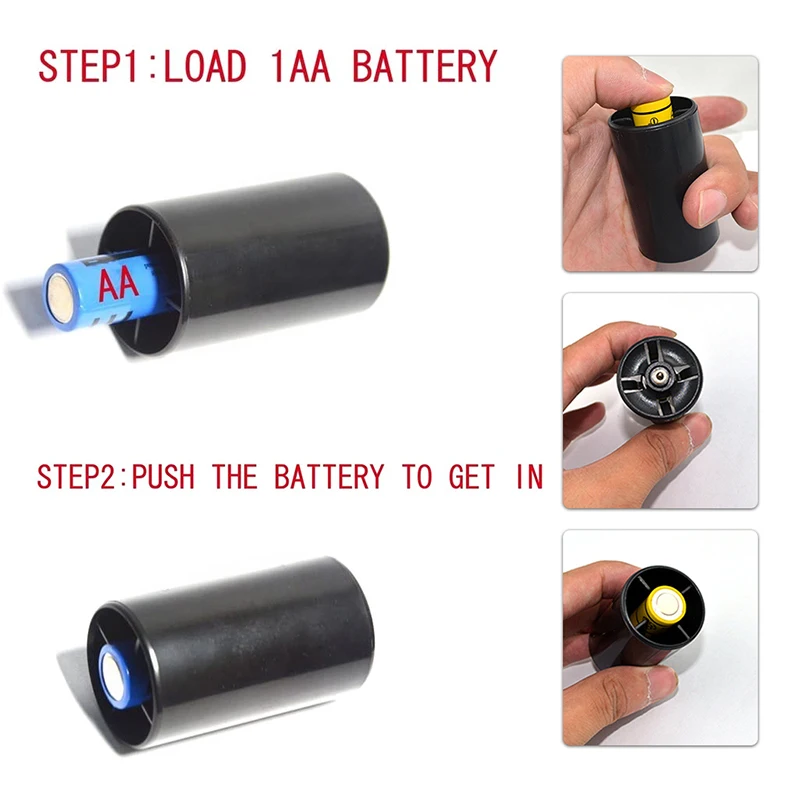 1AA to 1D Battery Spacer Adapter Case, AA to D Size Battery Conversion Holder