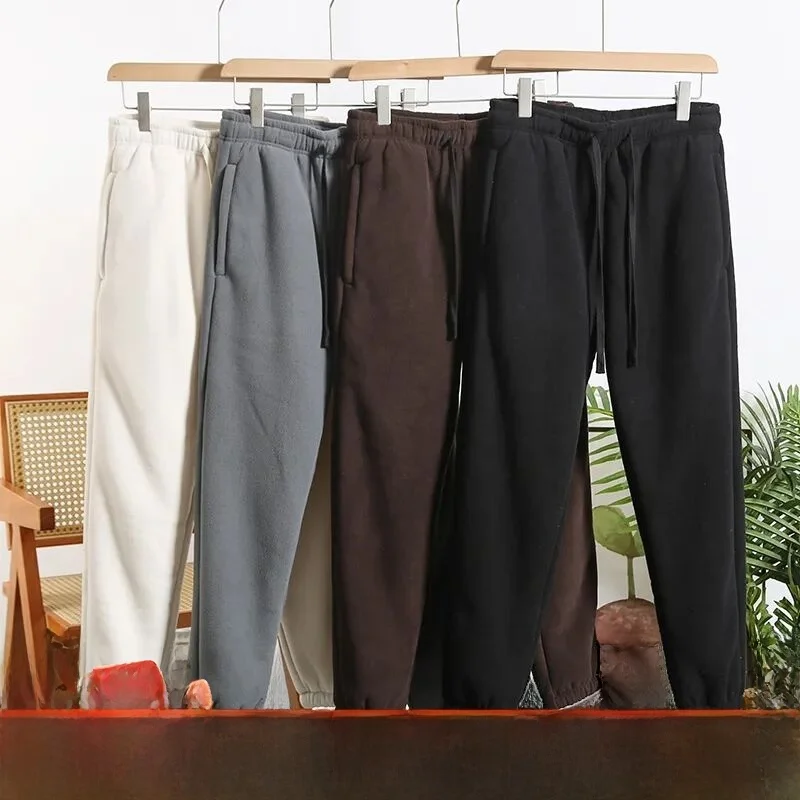 

Thi Fce Lined Windproof Outdoor Sweatpants for Men Warm Polyester Casual Pants Straight Leg Sle Daily Wear