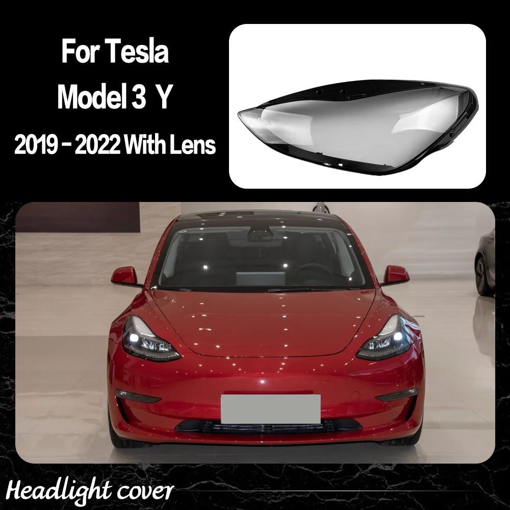 

Car Front Lights Case For Tesla Model 3 Y 2019 2020 2021 2022 With Lens Headlight Cover Headlight Lens Glass Car accessories