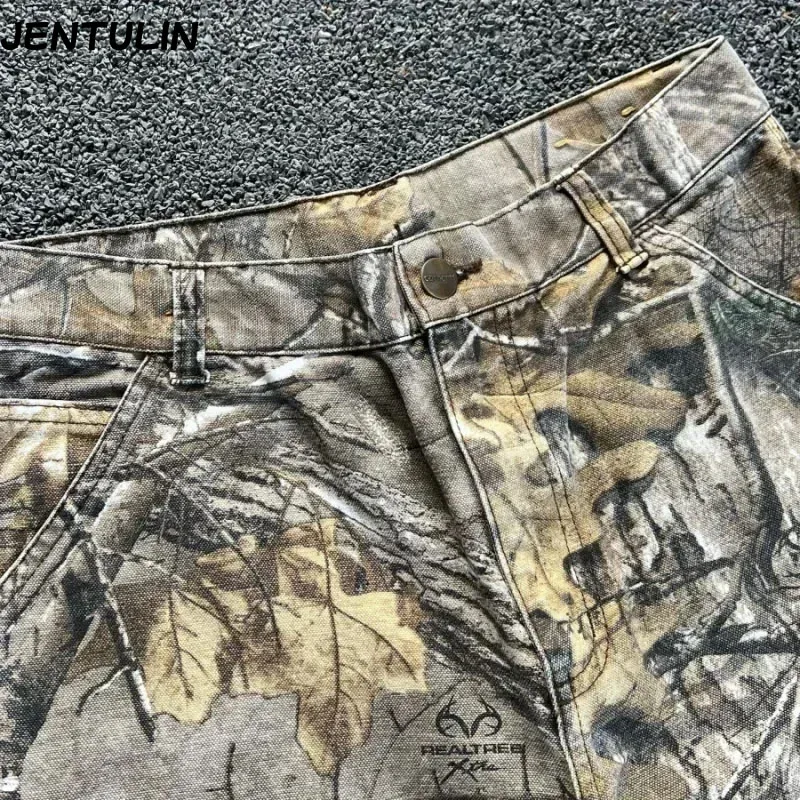 

Y2K Ретро Свободные камуфляжные джинсы Мужские повседневные брюки Уличная мода Тенденции Мужская одежда Прямые джинсы с ответвлением унисекс