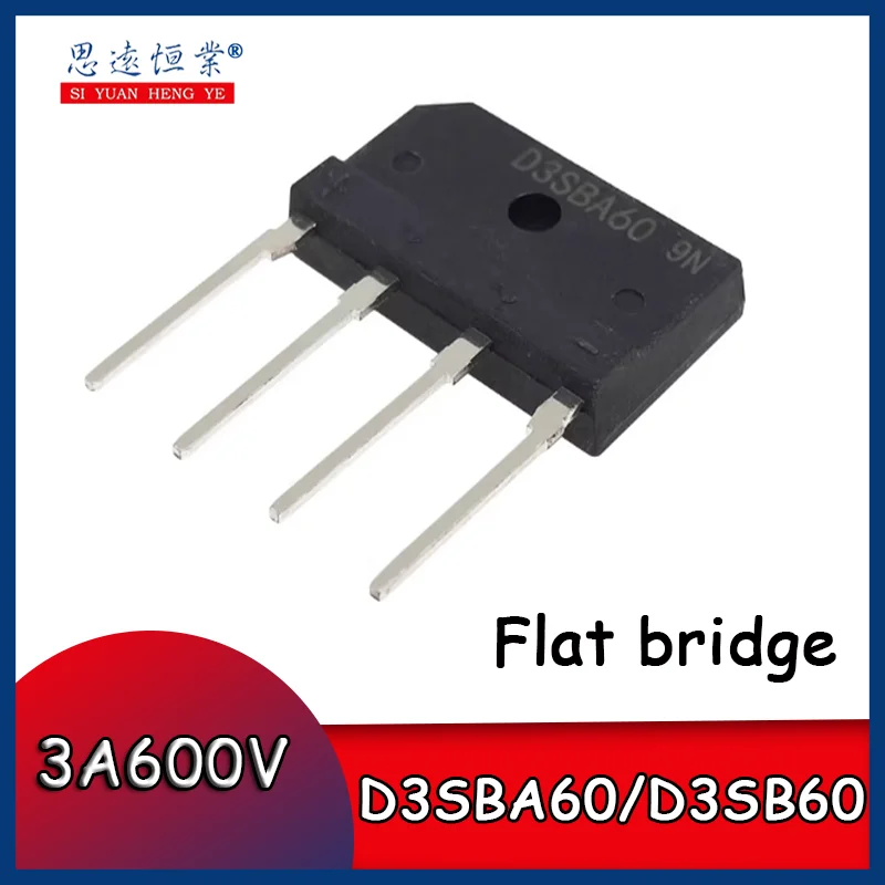 10pcs Brand new genuine D3SBA60/D3SB60 universal rectifier bridge, rectifier bridge stack 3A600V row bridge flat bridge